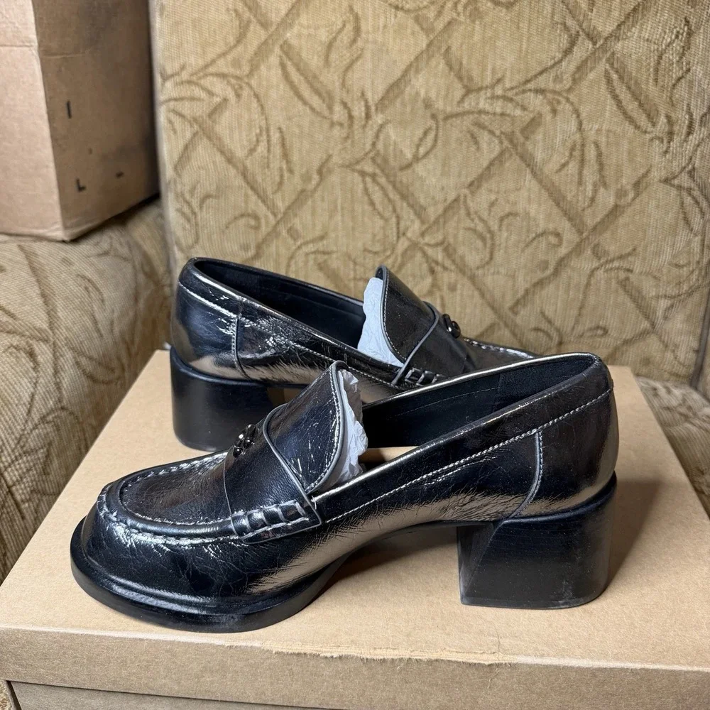 Coach Natalie Metallic Crinkle Loafer Women's Size 8.5